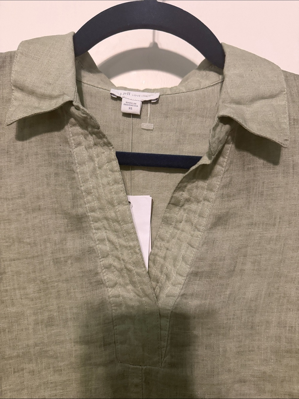 NWT J. Jill Love Linen 100% Linen Tunic in Soft Sage Green Light Willow Size XS - Picture 9 of 9